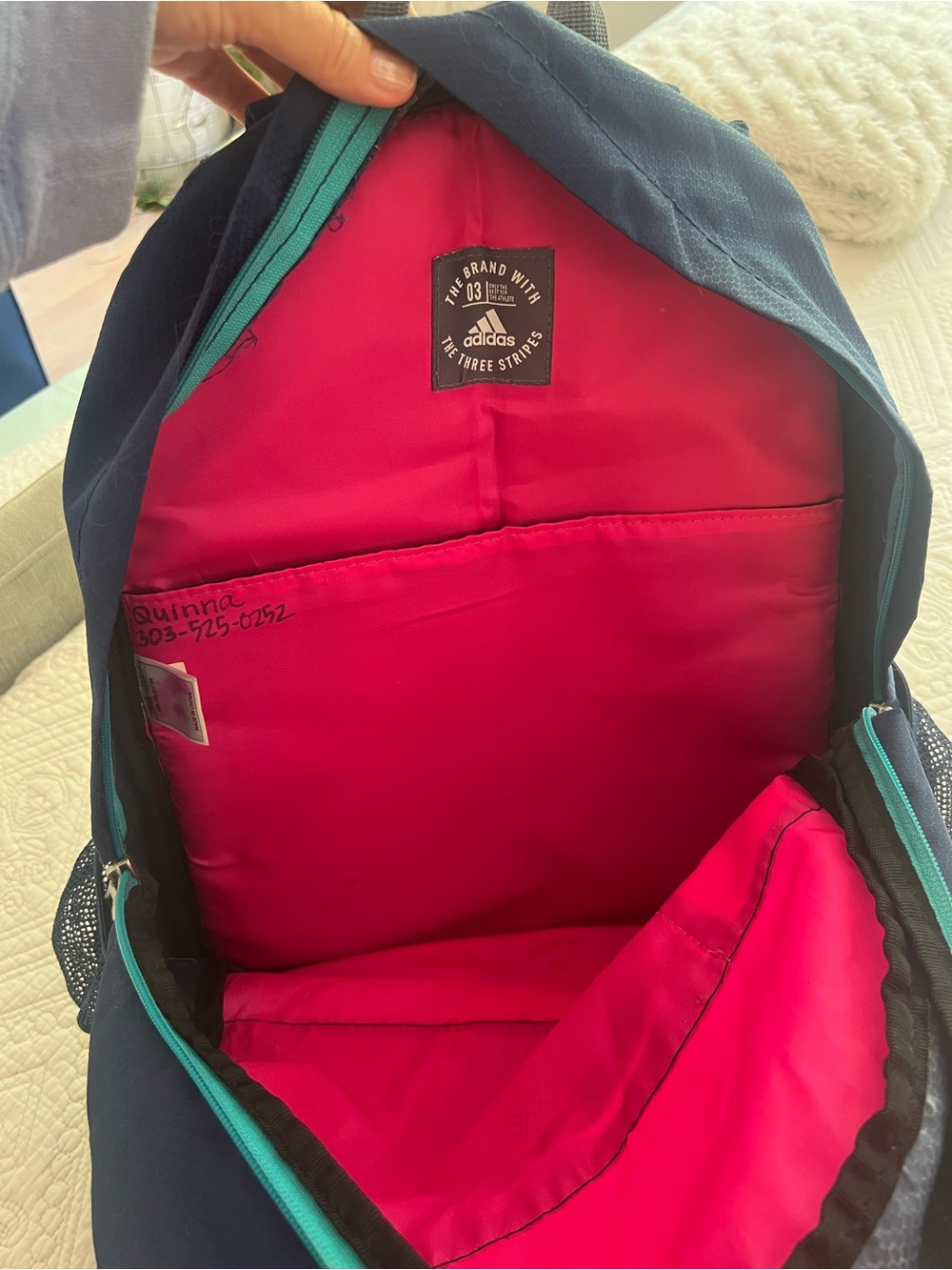 adidas Navy Backpack with Pink and Teal Accents ‘Back to School! 🏫’ - Picture 4 of 5